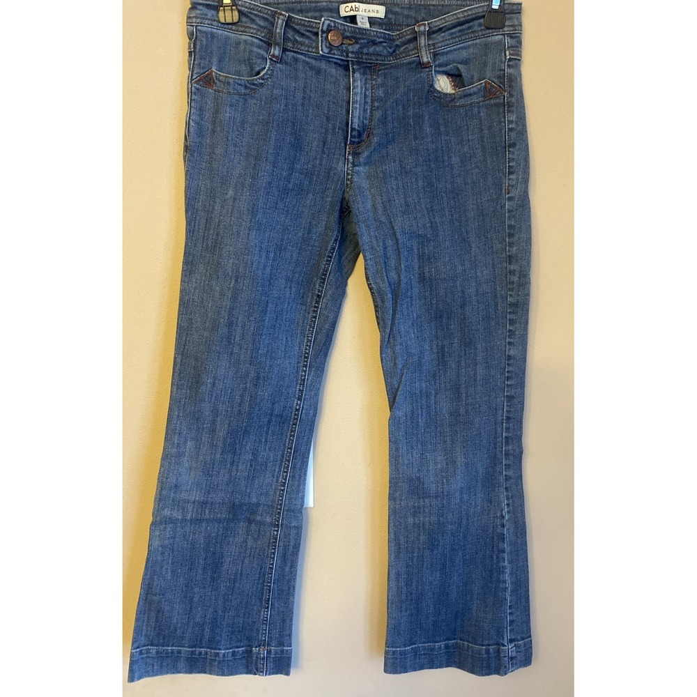 CAbi 178R Bootcut Flared Mid-Rise Jeans womens size 6 Denim Flap Pockets
